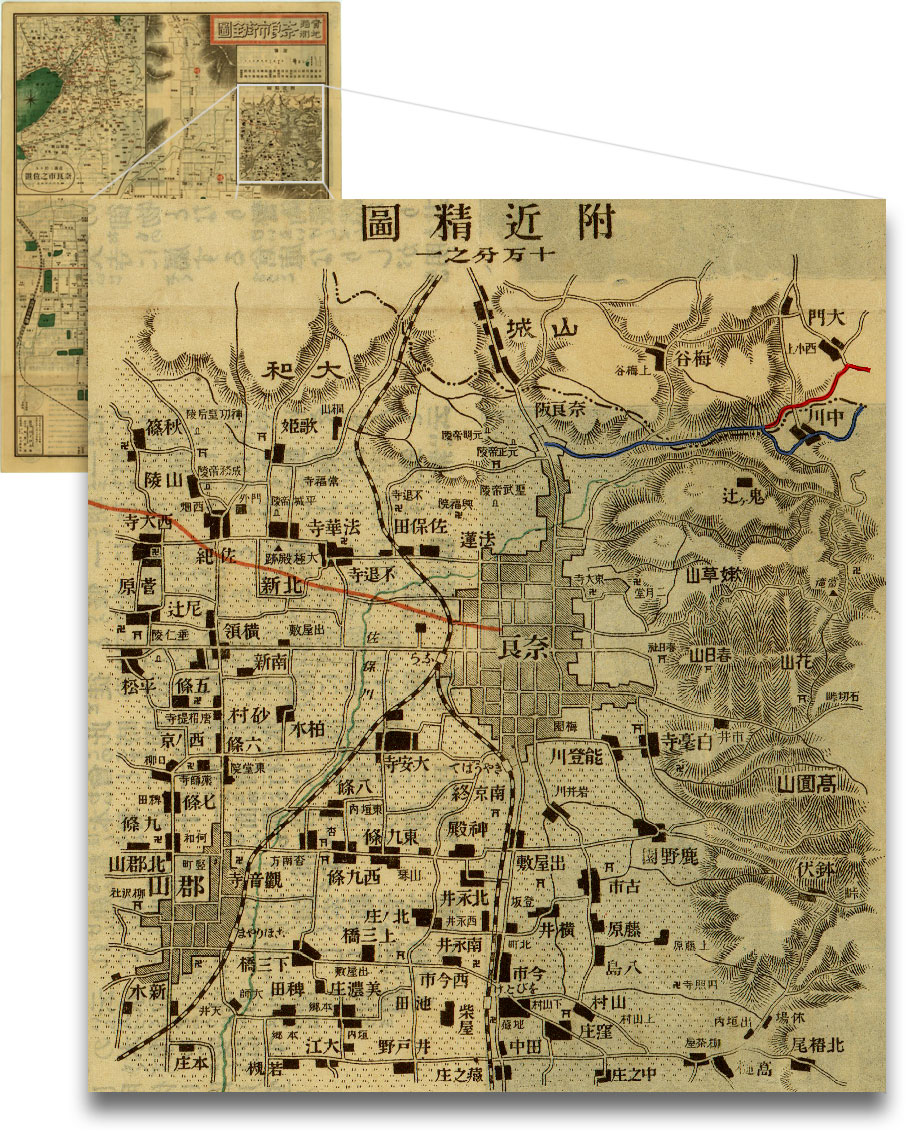 奈良市街全圖：實地踏測(1918・大正7)
