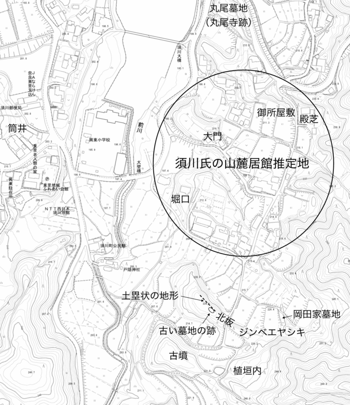 須川本城推定地南のジンベエヤシキ西の土塁-拡大